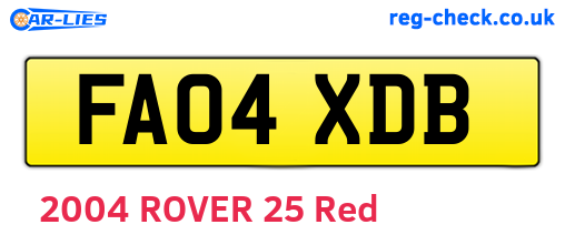 FA04XDB are the vehicle registration plates.