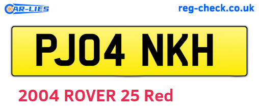 PJ04NKH are the vehicle registration plates.