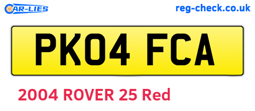 PK04FCA are the vehicle registration plates.