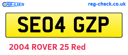 SE04GZP are the vehicle registration plates.