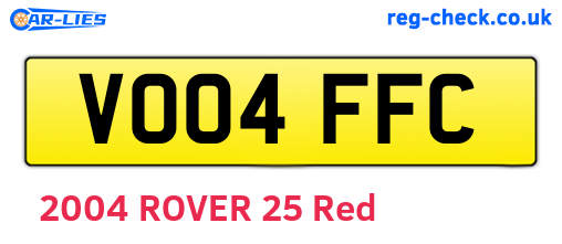 VO04FFC are the vehicle registration plates.