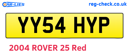 YY54HYP are the vehicle registration plates.
