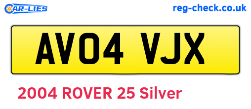 AV04VJX are the vehicle registration plates.