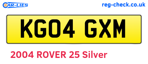 KG04GXM are the vehicle registration plates.