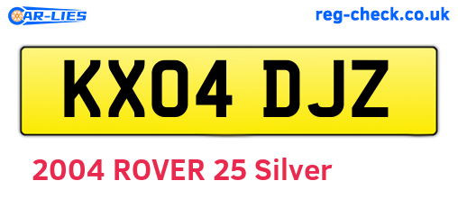 KX04DJZ are the vehicle registration plates.