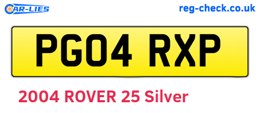 PG04RXP are the vehicle registration plates.