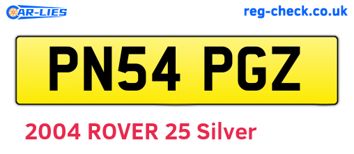 PN54PGZ are the vehicle registration plates.