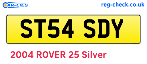 ST54SDY are the vehicle registration plates.