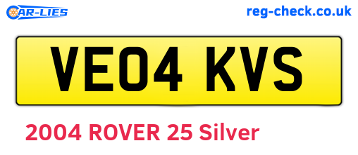 VE04KVS are the vehicle registration plates.
