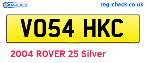 VO54HKC are the vehicle registration plates.
