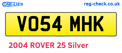 VO54MHK are the vehicle registration plates.