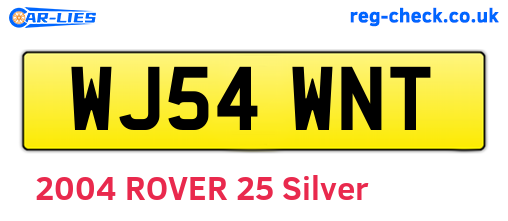 WJ54WNT are the vehicle registration plates.