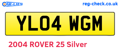 YL04WGM are the vehicle registration plates.