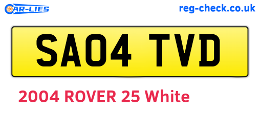 SA04TVD are the vehicle registration plates.