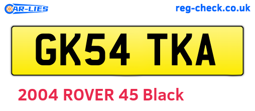 GK54TKA are the vehicle registration plates.