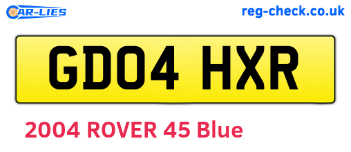 GD04HXR are the vehicle registration plates.