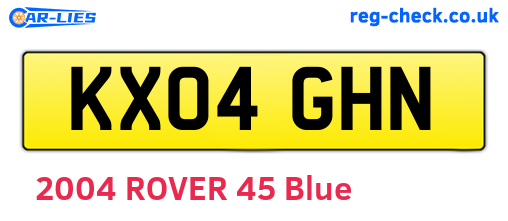 KX04GHN are the vehicle registration plates.
