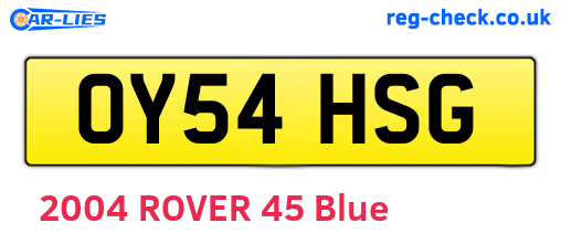 OY54HSG are the vehicle registration plates.