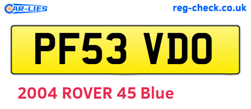 PF53VDO are the vehicle registration plates.