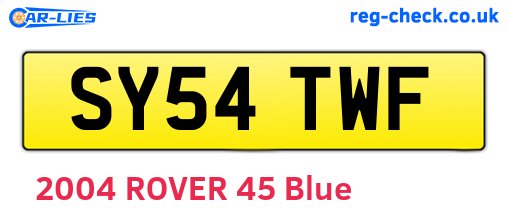 SY54TWF are the vehicle registration plates.