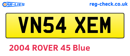 VN54XEM are the vehicle registration plates.