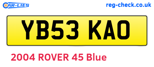 YB53KAO are the vehicle registration plates.