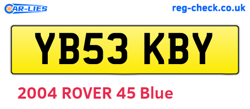 YB53KBY are the vehicle registration plates.
