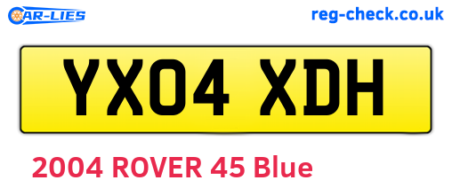 YX04XDH are the vehicle registration plates.
