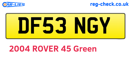 DF53NGY are the vehicle registration plates.