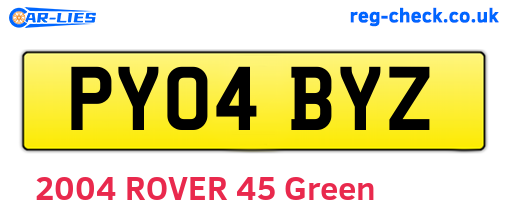 PY04BYZ are the vehicle registration plates.