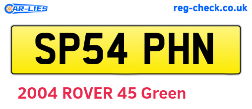 SP54PHN are the vehicle registration plates.