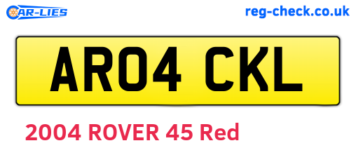 AR04CKL are the vehicle registration plates.