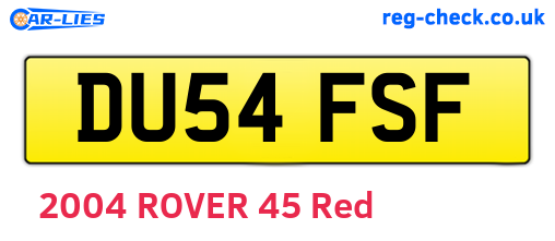 DU54FSF are the vehicle registration plates.