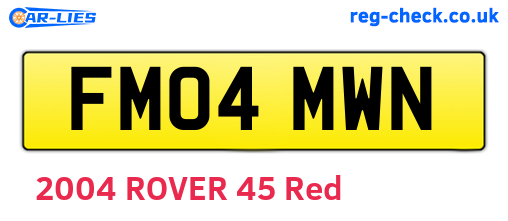 FM04MWN are the vehicle registration plates.