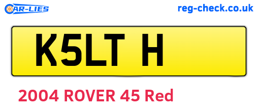 K5LTH are the vehicle registration plates.