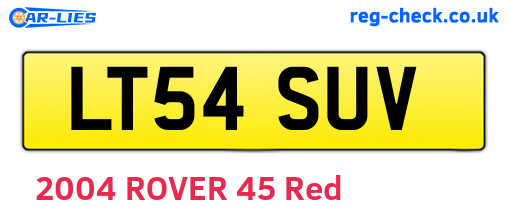 LT54SUV are the vehicle registration plates.