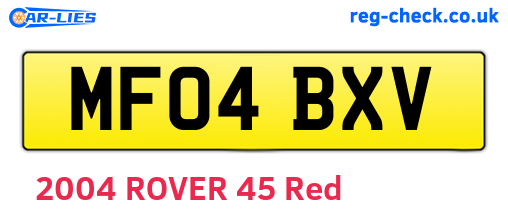 MF04BXV are the vehicle registration plates.