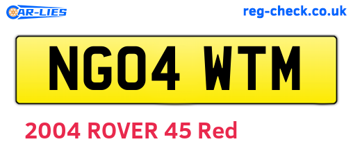 NG04WTM are the vehicle registration plates.
