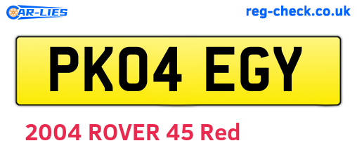 PK04EGY are the vehicle registration plates.