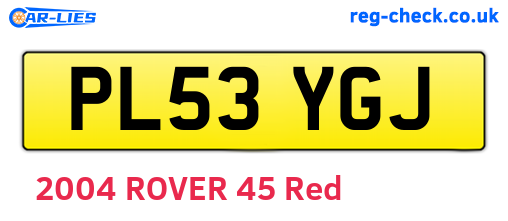 PL53YGJ are the vehicle registration plates.