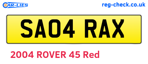 SA04RAX are the vehicle registration plates.