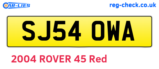 SJ54OWA are the vehicle registration plates.