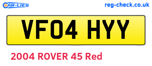 VF04HYY are the vehicle registration plates.