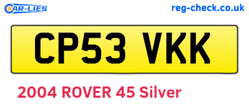 CP53VKK are the vehicle registration plates.