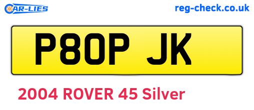 P80PJK are the vehicle registration plates.
