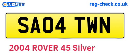 SA04TWN are the vehicle registration plates.