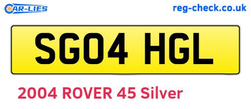 SG04HGL are the vehicle registration plates.
