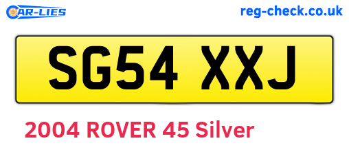 SG54XXJ are the vehicle registration plates.