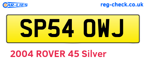SP54OWJ are the vehicle registration plates.