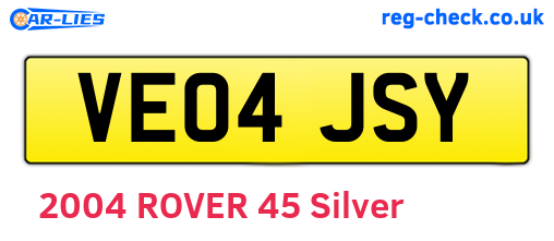 VE04JSY are the vehicle registration plates.
